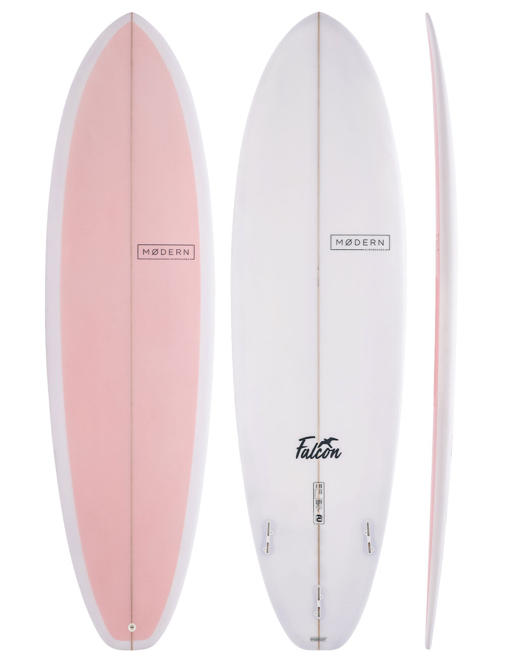 Modern Falcon mid length candy pink  surfboard