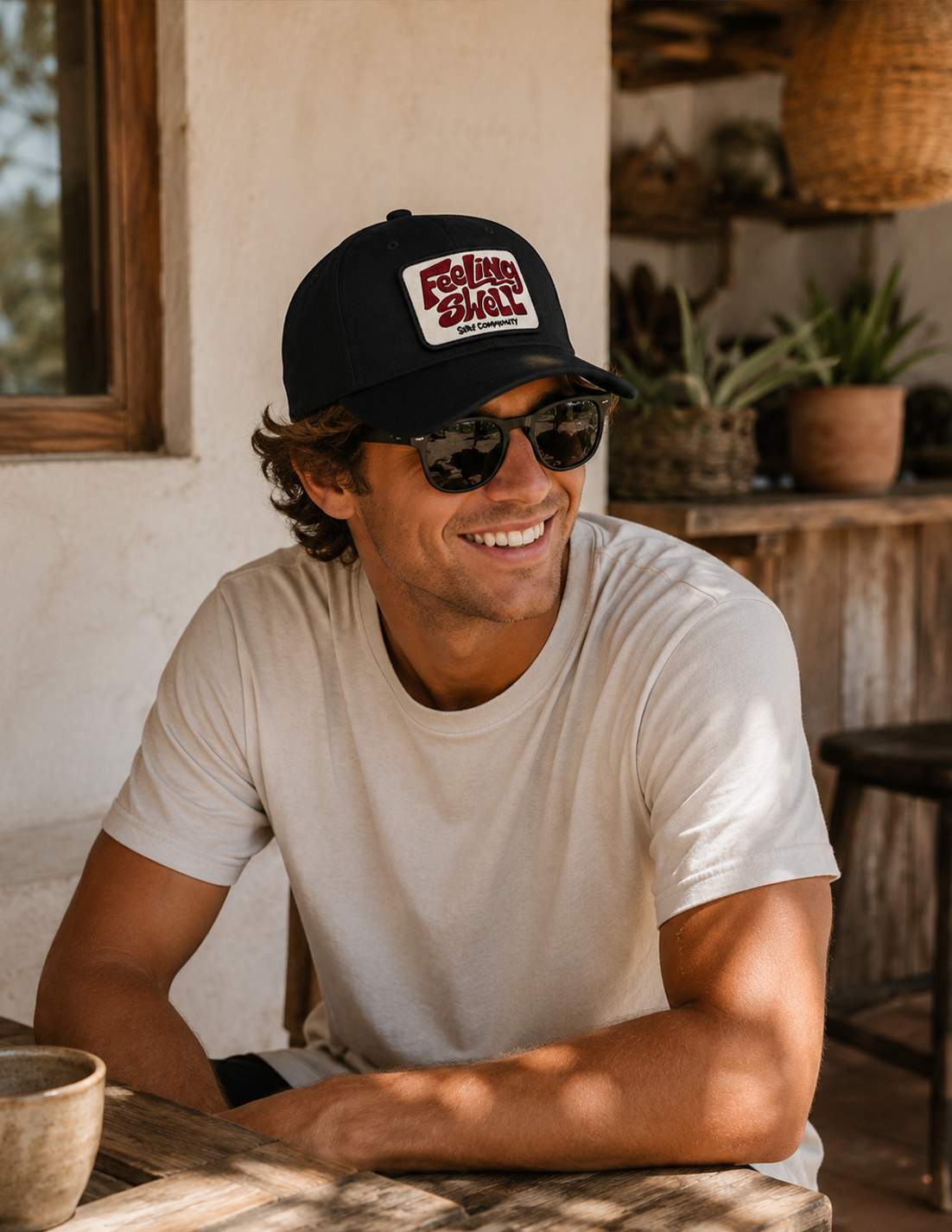 Feeling Swell Logo Badge Flex Fit Cap in Black