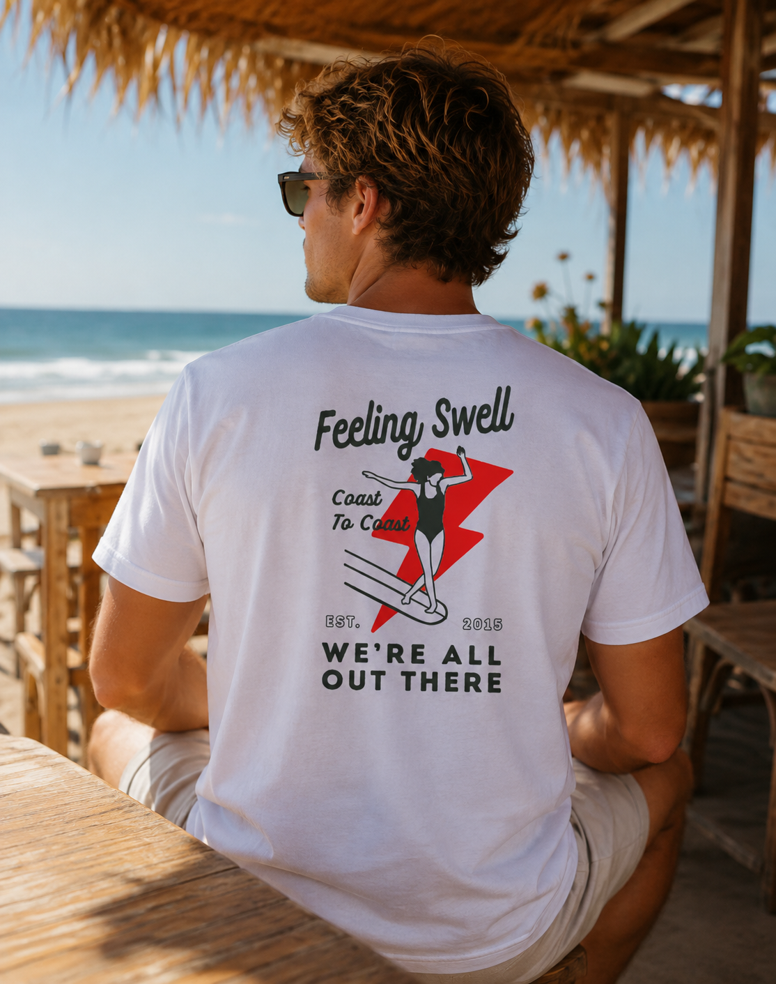 Feelng Swell Mans coast to Coast to Coast in white - back view