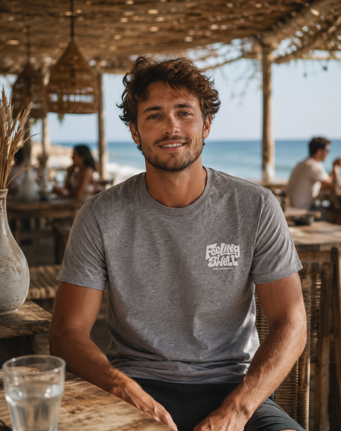 Feeling Swell Men's Classic Tshirt in grey marle color - front view