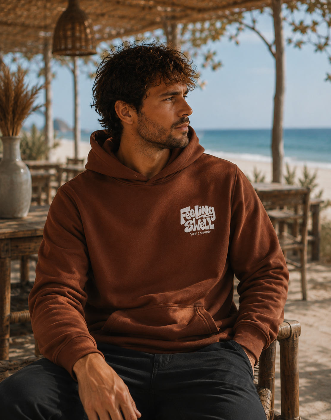 Feeling Swell Unisex Hoodie in Clay color - front view