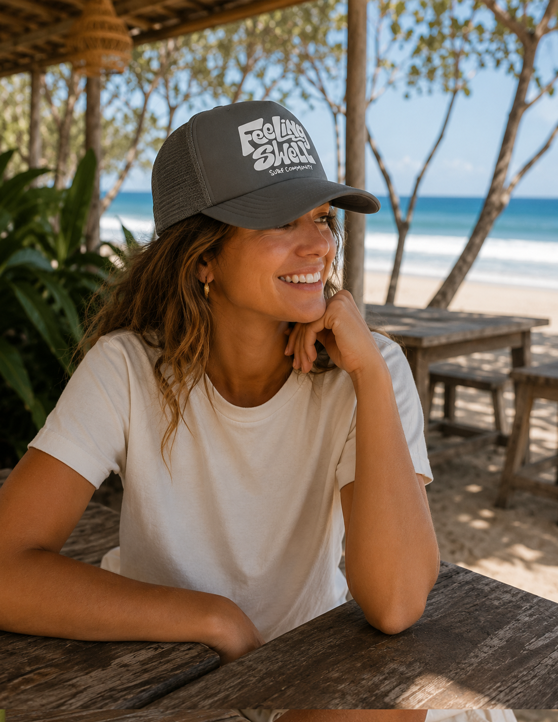 Feeling Swell Logo Trucker Hat in Grey
