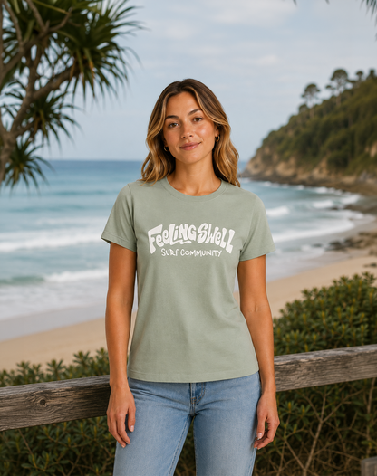 Feeling Swell Womens tshirt in eucalyptus green