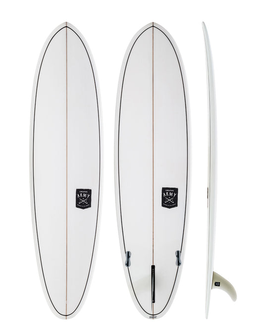 Creative Army Surfboards - Huevo white mid length surfboard