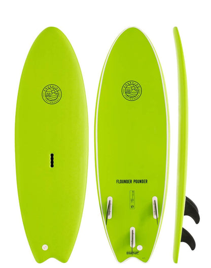 Gnaraloo Soft Surfboards - Flounder Pounder lime soft surfboard
