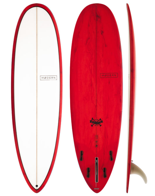 Modern Surfboards - Love Child red and white surfboard