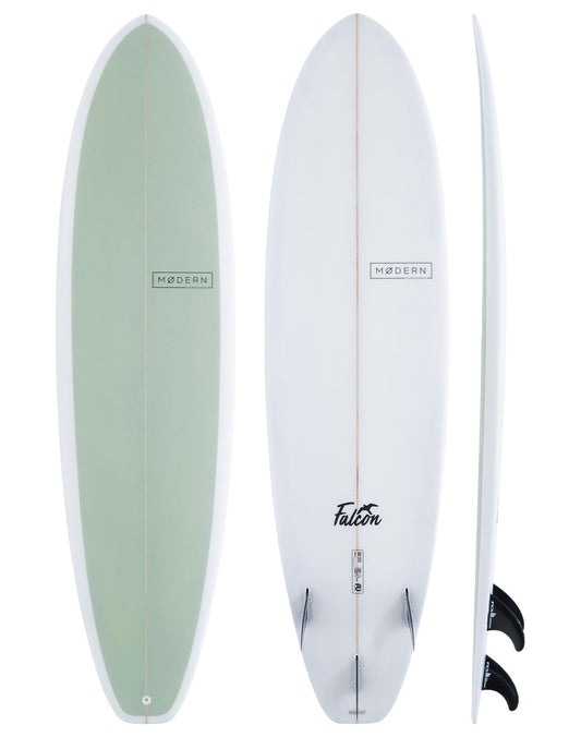 Modern Surfboards Falcon olive green mid mength surfboard