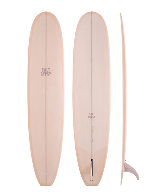 Salt Gypsy Surfboards - Dusty blush pink longboard